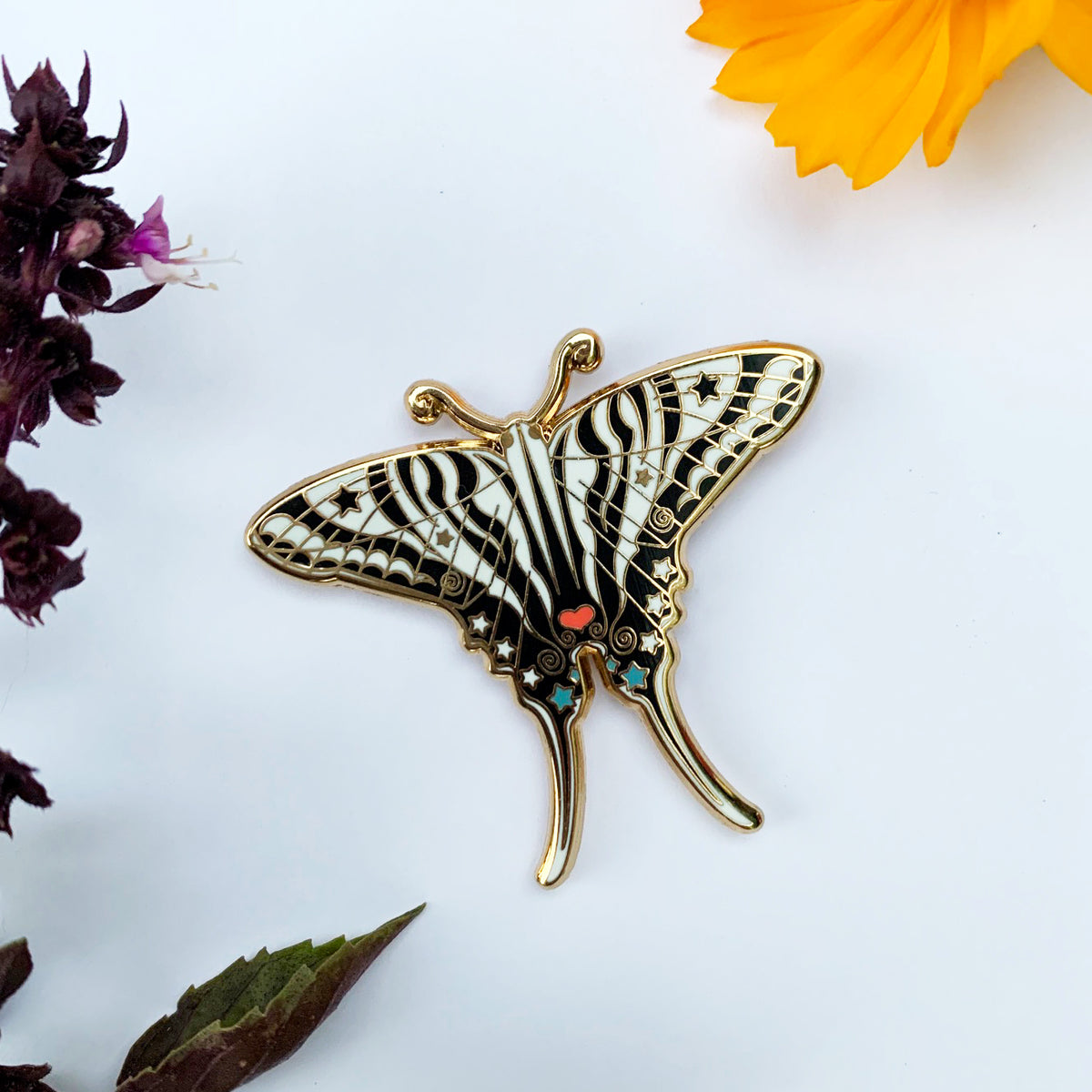 Zebra Swallowtail Butterfly Hard Enamel Pin